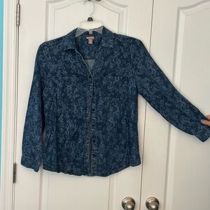Chicos Blue Floral Denim Shirt